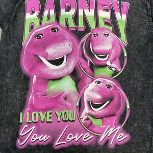 Barney Shirt Youth XS Black Acid Wash I Love You You Love Me Graphic Tee